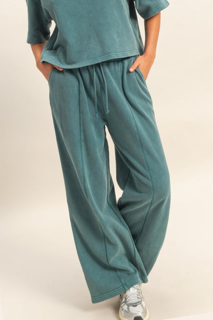 Hyfve Acid Wash French Terry Wide-leg Pants view 26 (bottom)