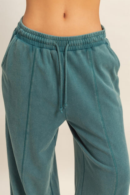 Hyfve Acid Wash French Terry Wide-leg Pants view 29 (bottom)
