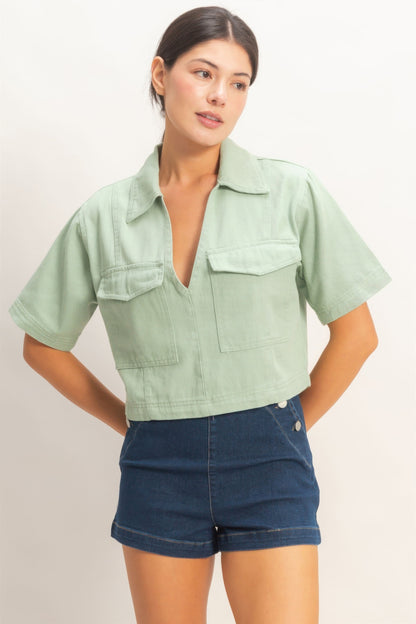 Hyfve Collared V-neck Top view 19 - Hyfve Tops
