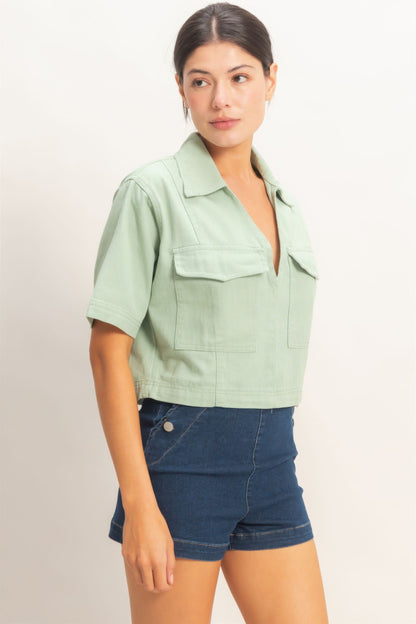 Hyfve Collared V-neck Top view 21 - Hyfve Tops