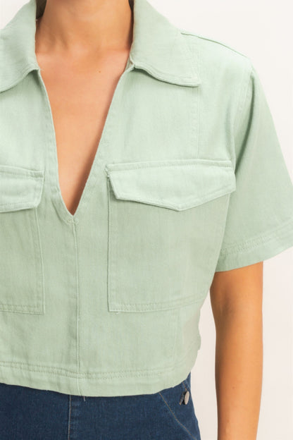 Hyfve Collared V-neck Top view 22 - Hyfve Tops