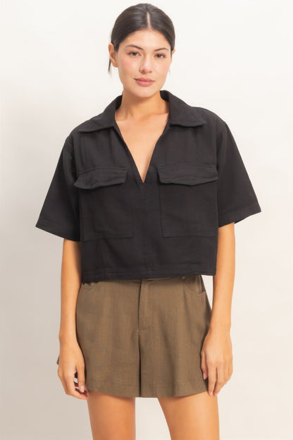Hyfve Collared V-neck Top view 25 - Hyfve Tops