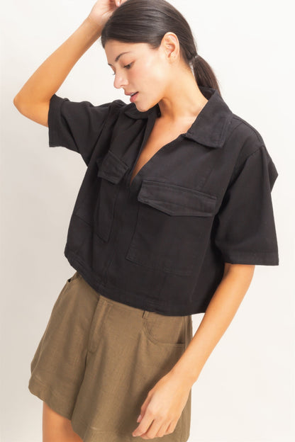 Hyfve Collared V-neck Top view 27 - Hyfve Tops