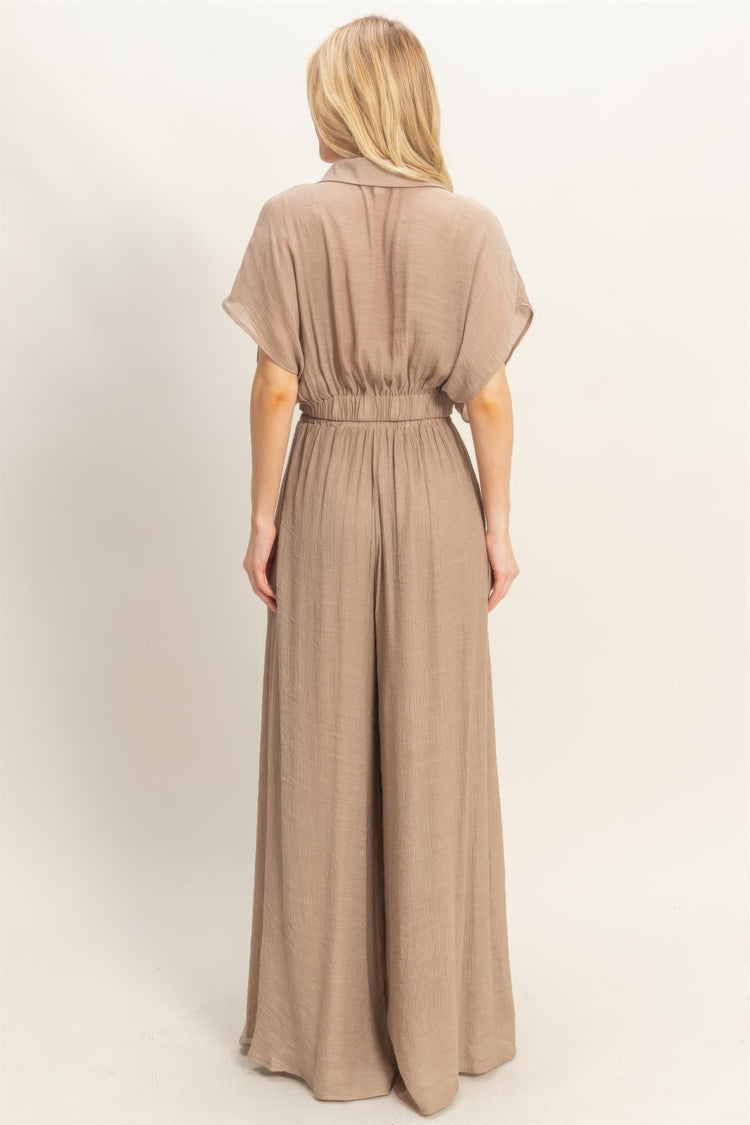 Hyfve Collared Wrap Top & Wide-leg Pants Set view 16 (top) - set top, pants set top - shop at us.meeeshop