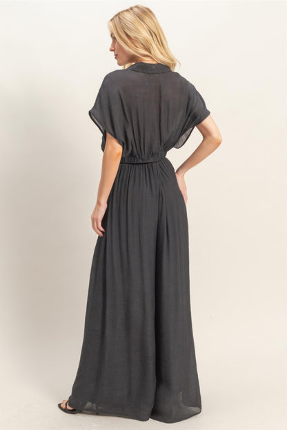 Hyfve Collared Wrap Top & Wide-leg Pants Set in Light mocha view 6 - Set Top