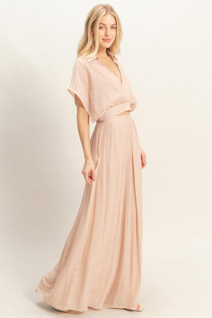 Hyfve Collared Wrap Top & Wide-leg Pants Set in White view 10 - Set Top