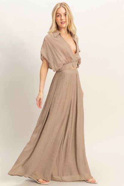 Hyfve Collared Wrap Top & Wide-leg Pants Set view 15 - Set Top