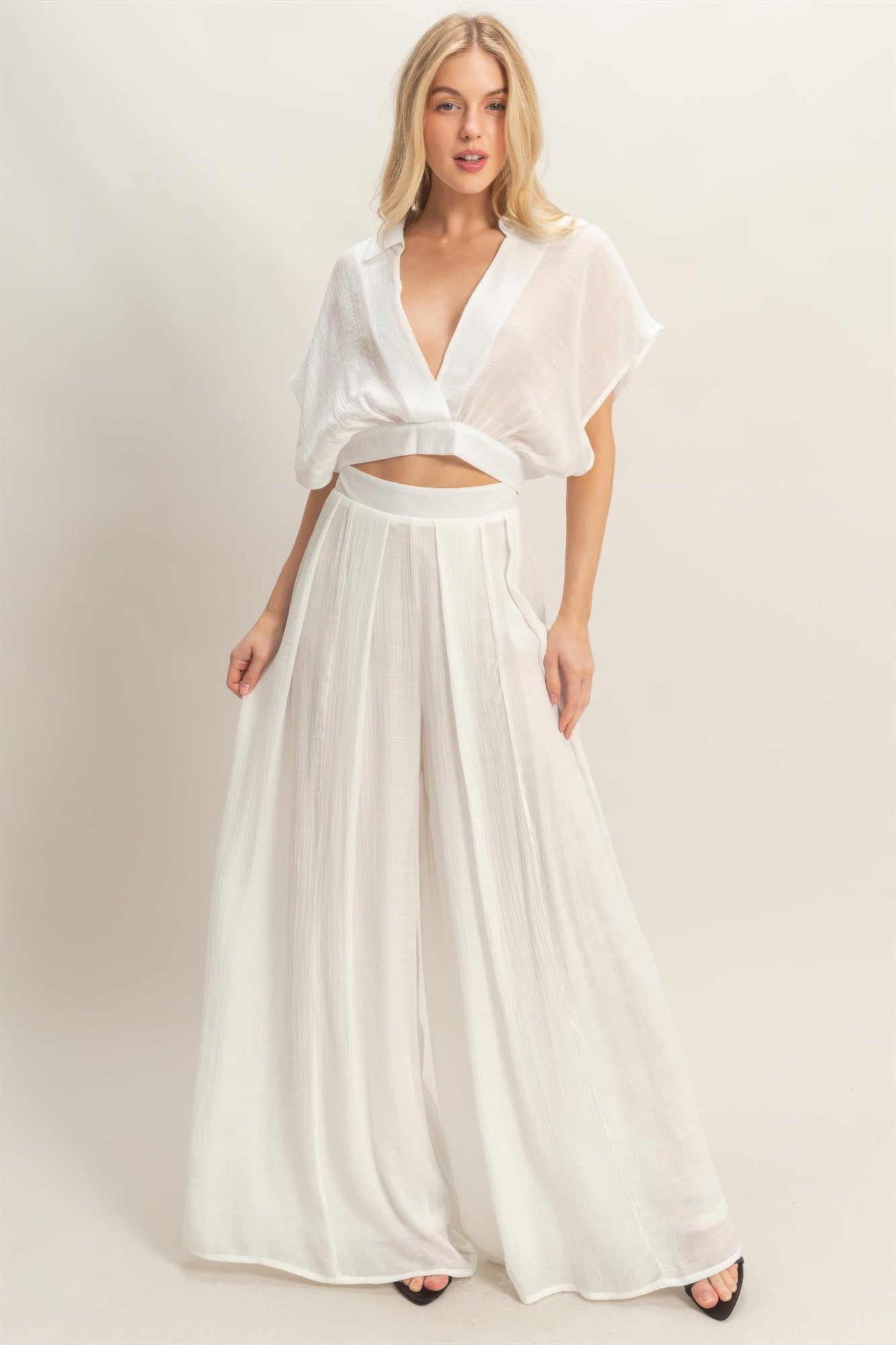 Hyfve Collared Wrap Top & Wide-leg Pants Set view 17 - Set Top