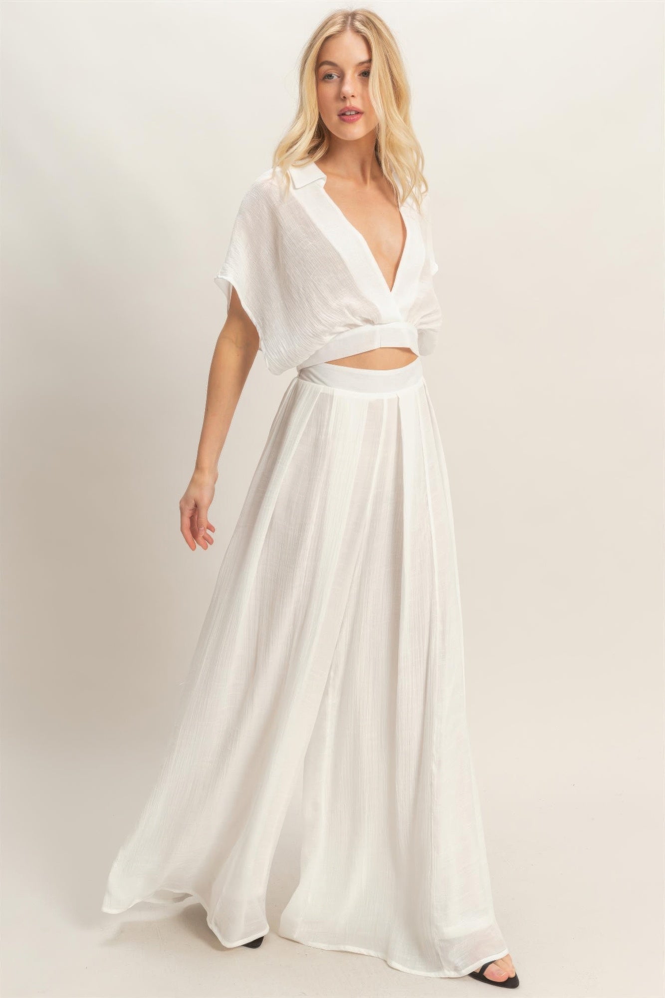 Hyfve Collared Wrap Top & Wide-leg Pants Set view 18 - Set Top