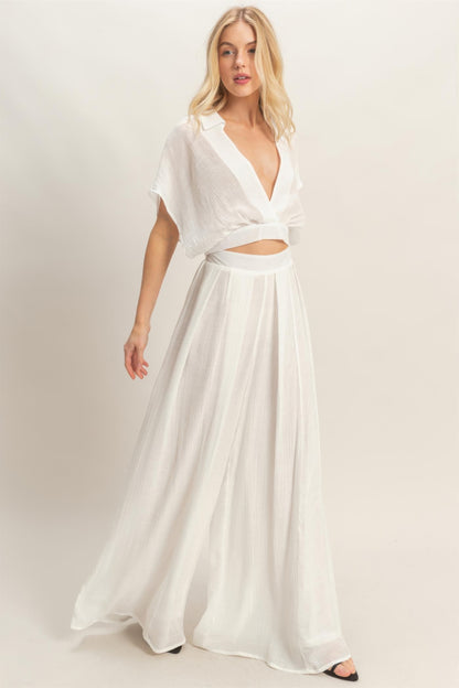 Hyfve Collared Wrap Top & Wide-leg Pants Set view 18 - Set Top