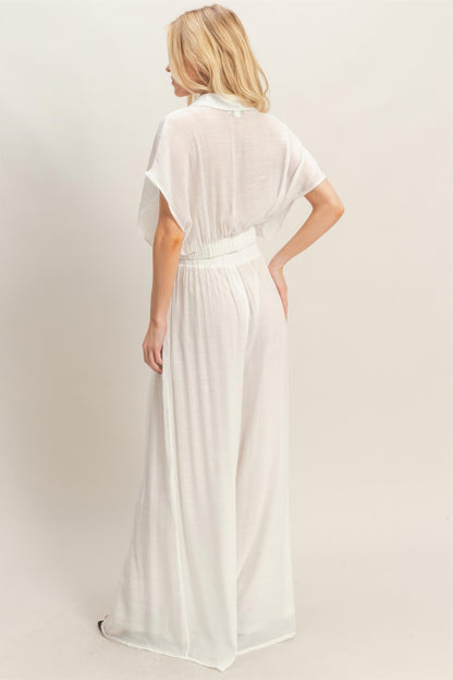 Hyfve Collared Wrap Top & Wide-leg Pants Set view 21 - Set Top