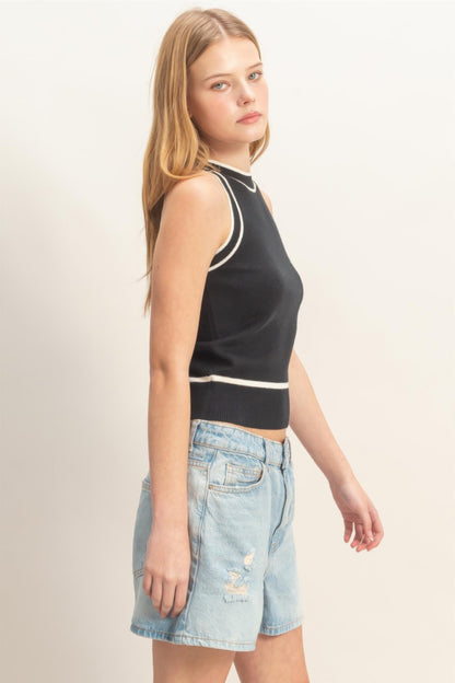 Hyfve Contrast Trim Sleeveless Ribbed Top view 10