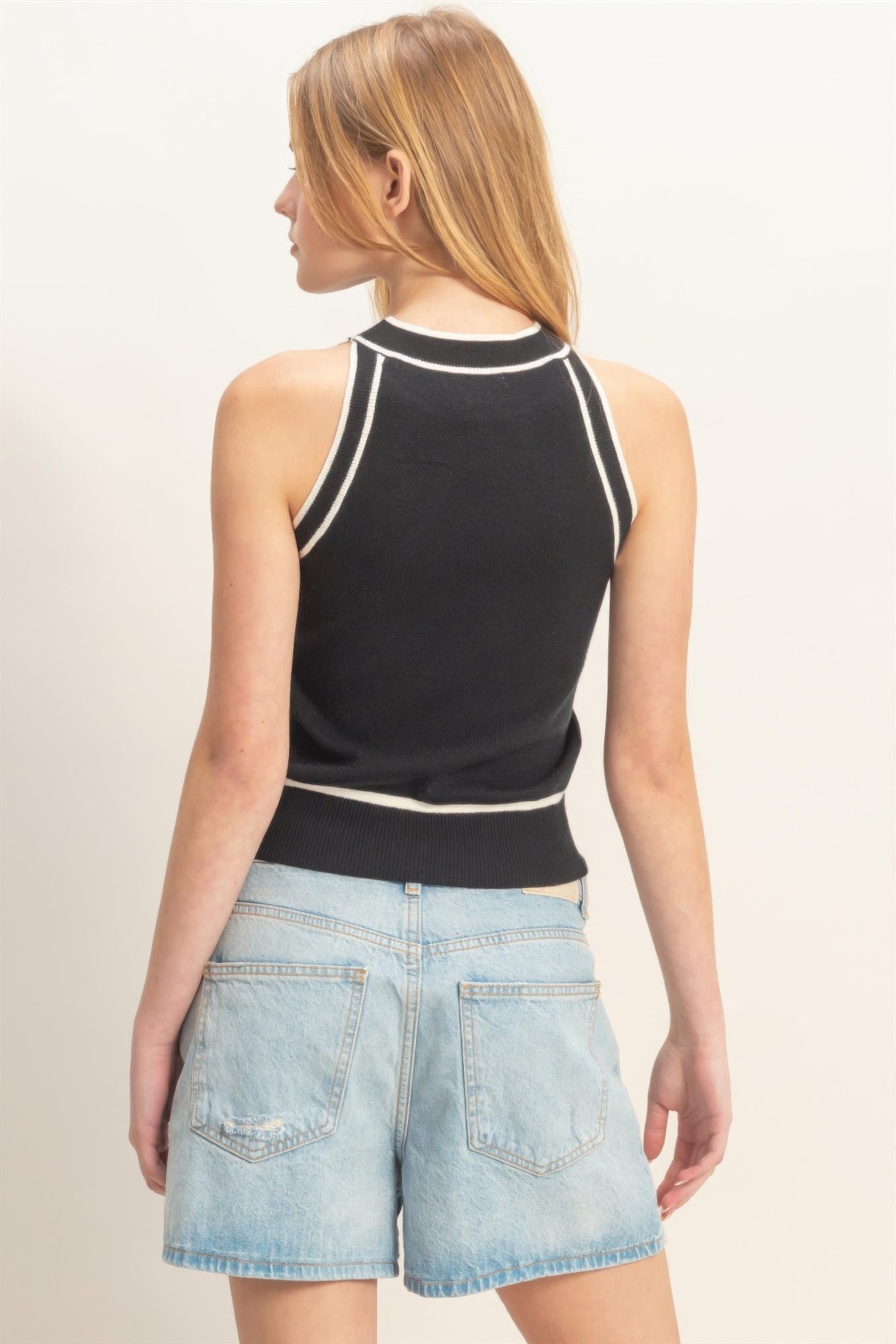 Hyfve Contrast Trim Sleeveless Ribbed Top view 12