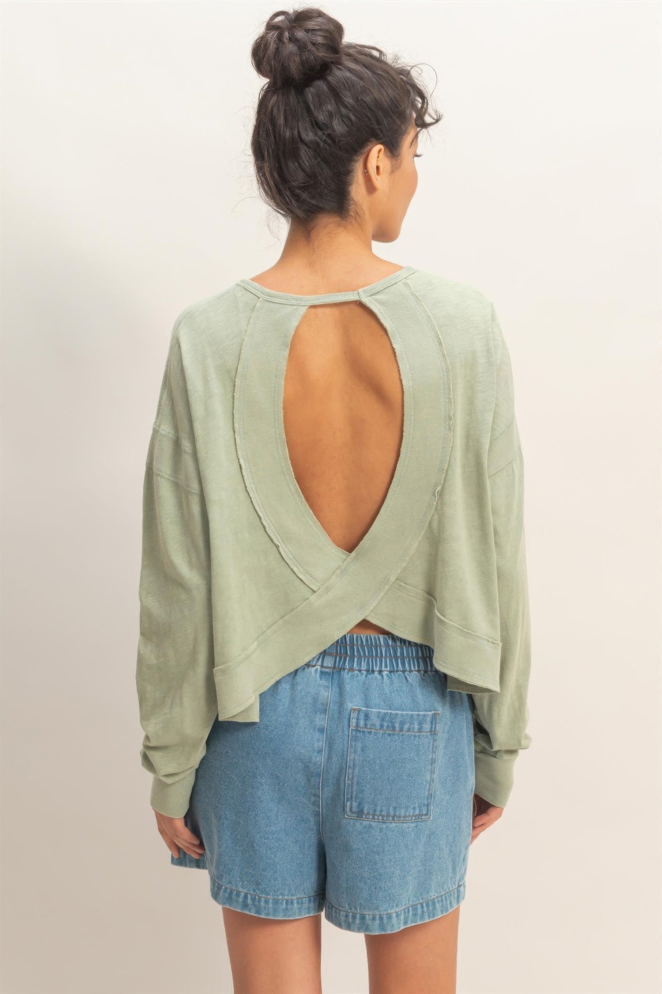 hyfve cross detail Hyfve Cross Detail Open Back Long-sleeve Top view 10 (top) - shop at us.meeeshop