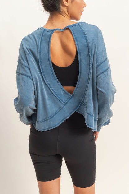 hyfve cross detail Hyfve Cross Detail Open Back Long-sleeve Top view 20 (top) - shop at us.meeeshop