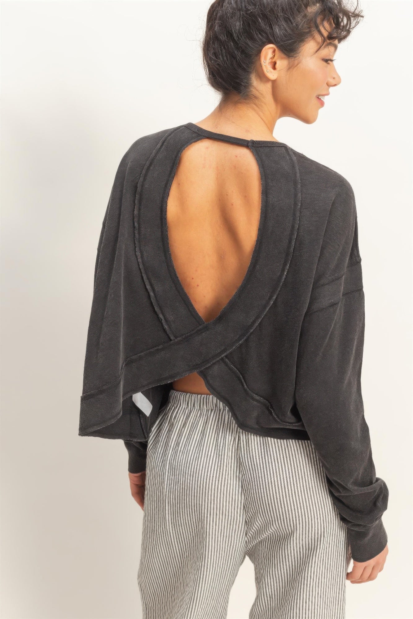 hyfve cross detail Hyfve Cross Detail Open Back Long-sleeve Top view 24 (top) - shop at us.meeeshop