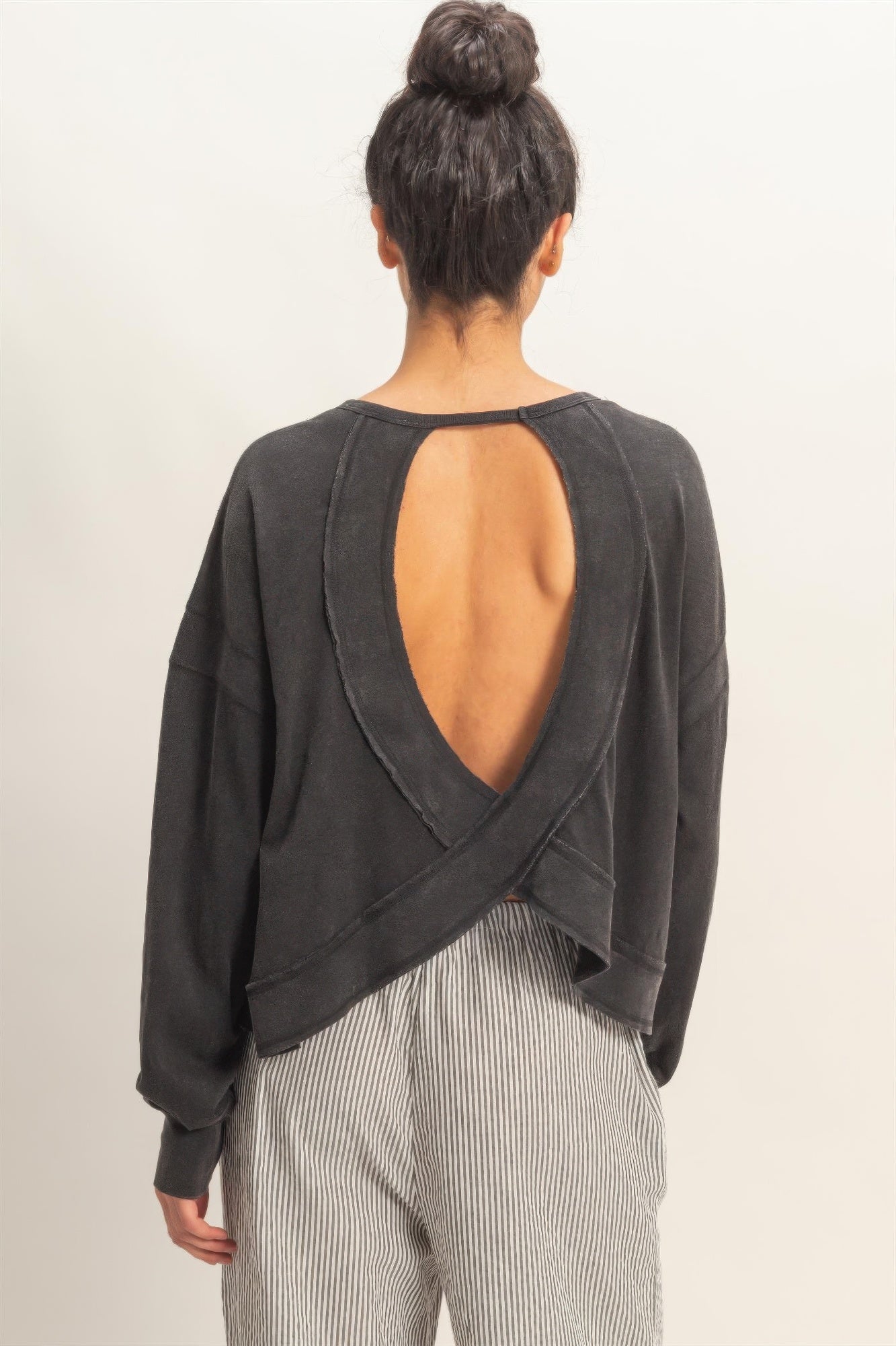 hyfve cross detail Hyfve Cross Detail Open Back Long-sleeve Top view 25 (top) - shop at us.meeeshop