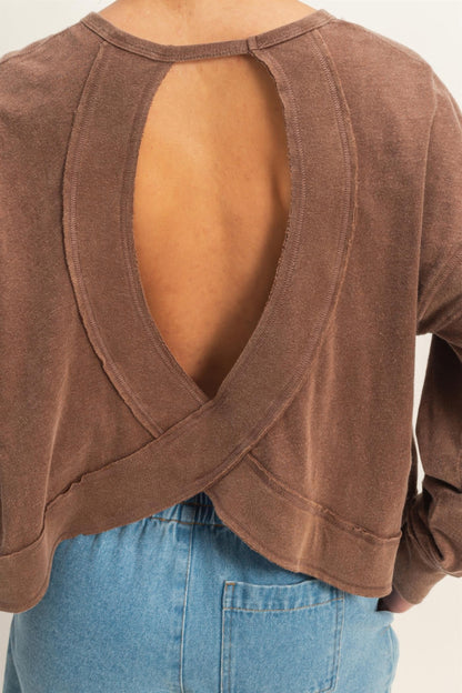 hyfve cross detail Hyfve Cross Detail Open Back Long-sleeve Top view 30 (top) - shop at us.meeeshop