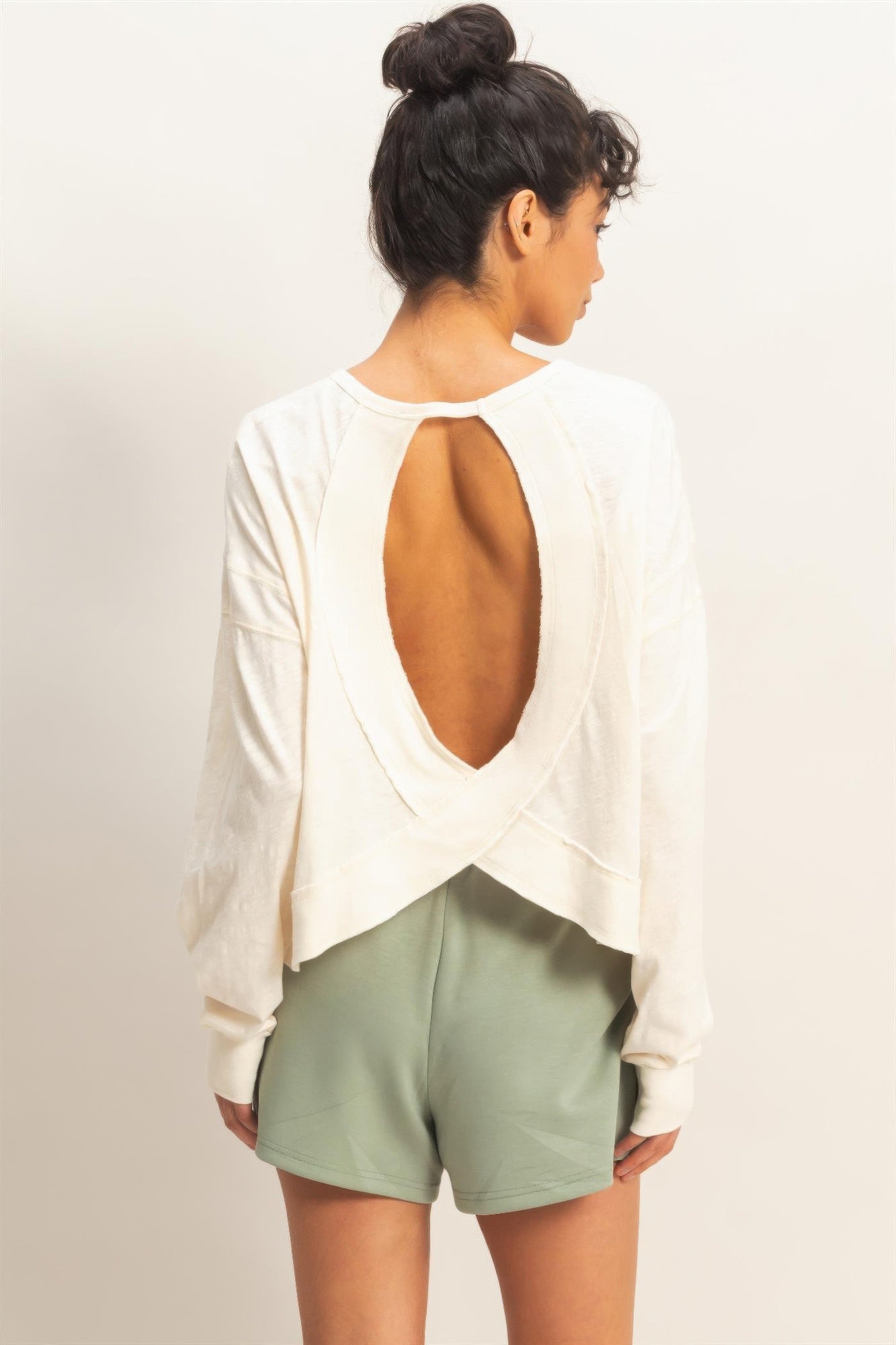 hyfve cross detail Hyfve Cross Detail Open Back Long-sleeve Top view 4 (top) - shop at us.meeeshop