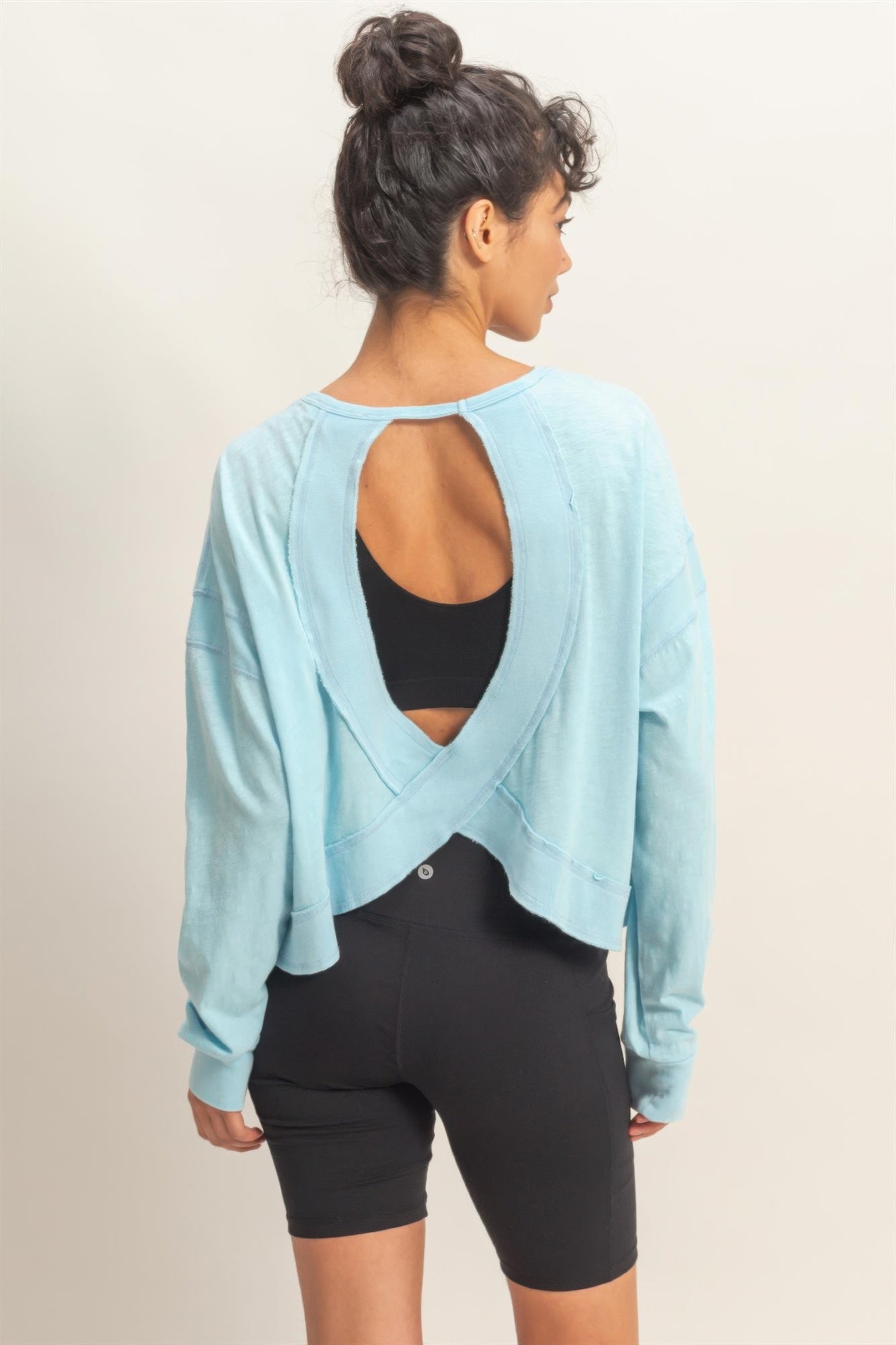 hyfve cross detail Hyfve Cross Detail Open Back Long-sleeve Top view 49 (top) - shop at us.meeeshop