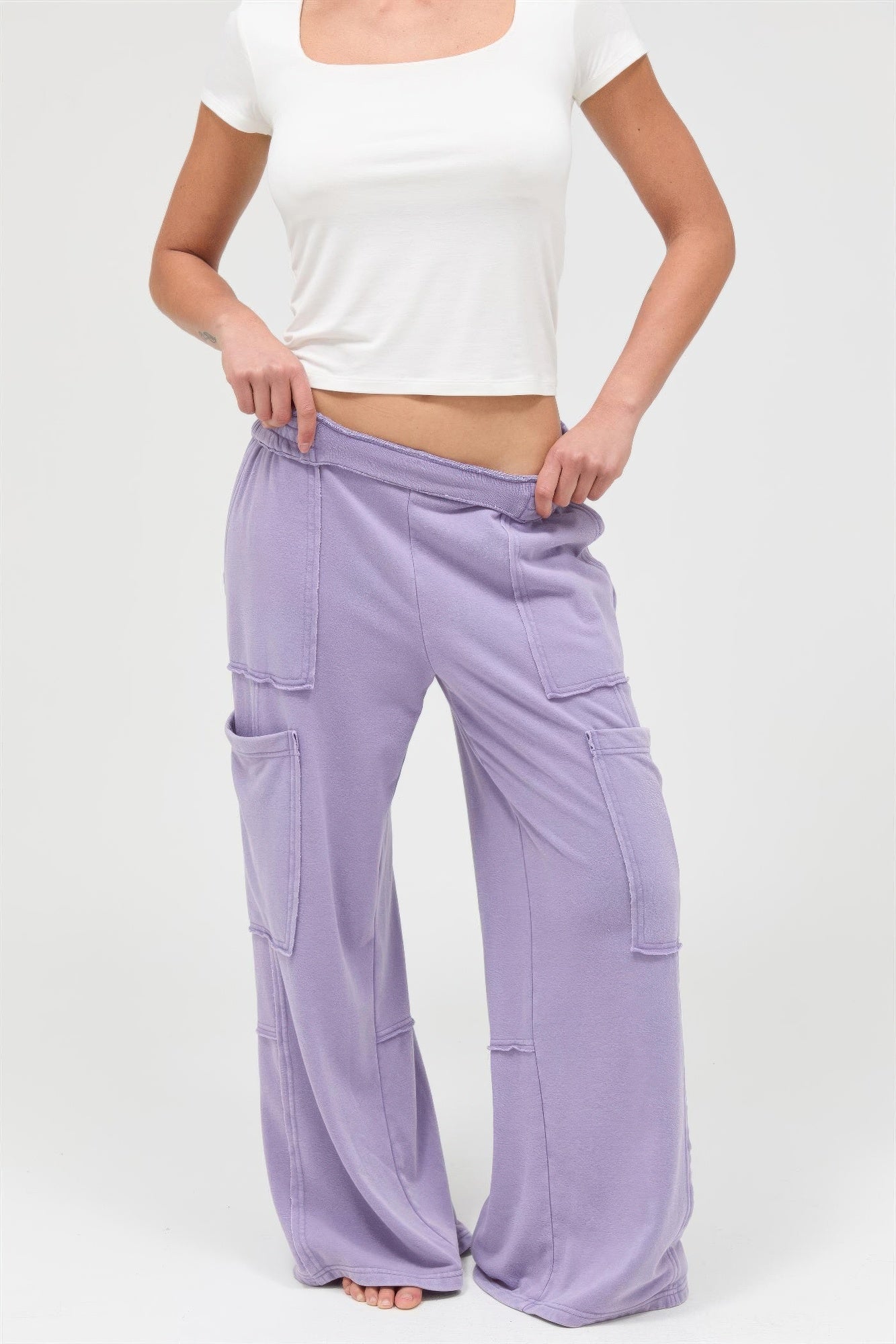Hyfve Mineral Wash Wide Leg Cargo Pants view 15 (bottom)