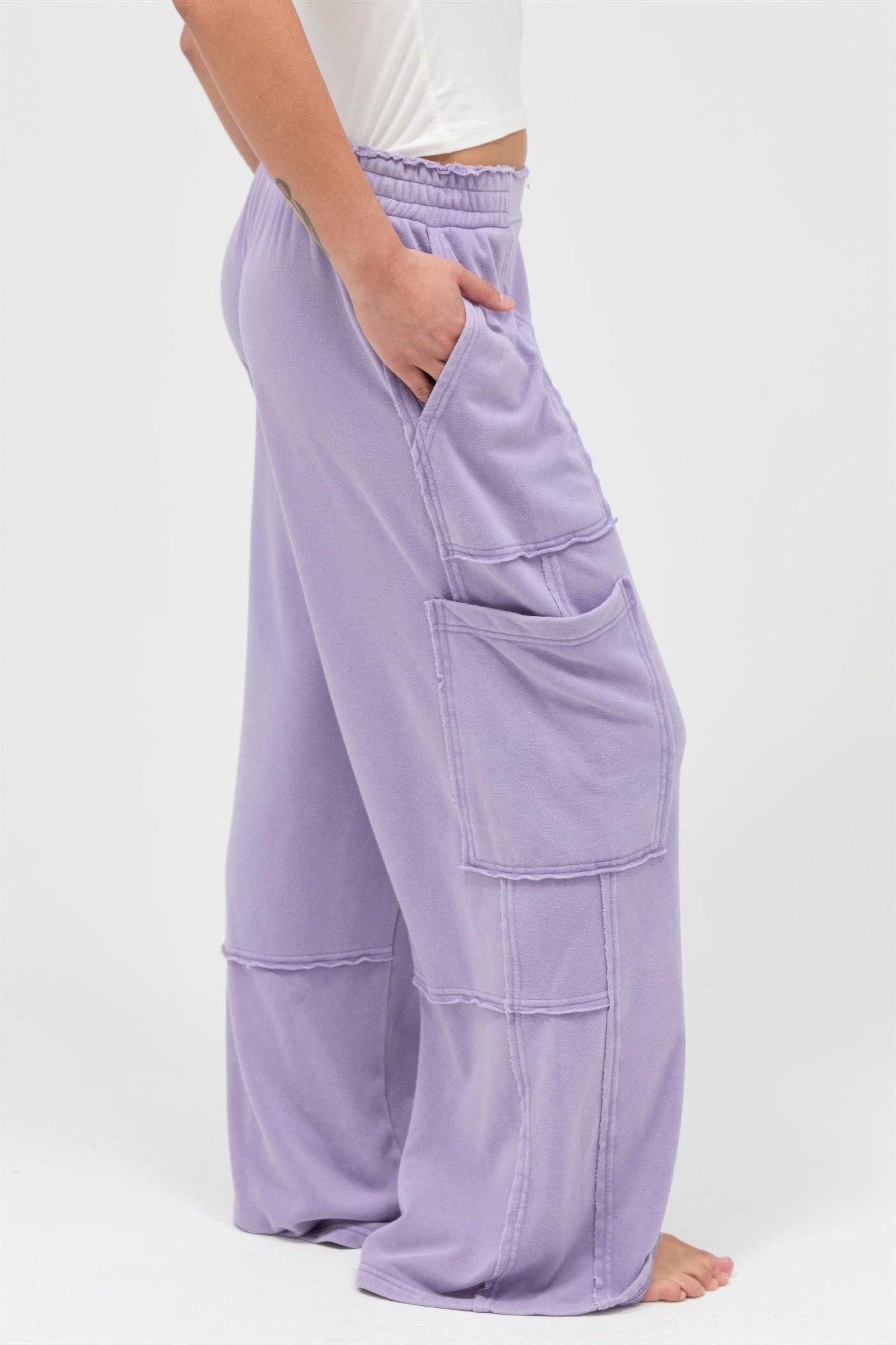 Hyfve Mineral Wash Wide Leg Cargo Pants view 16 (bottom)