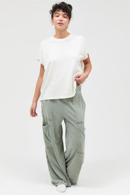 Hyfve Mineral Wash Wide Leg Cargo Pants view 20 (bottom)