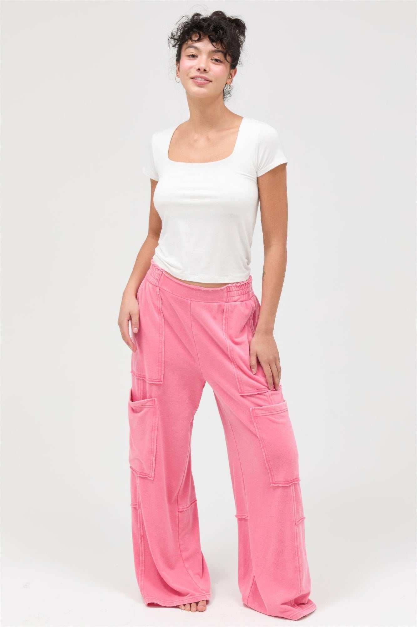Hyfve Mineral Wash Wide Leg Cargo Pants view 30 (bottom)