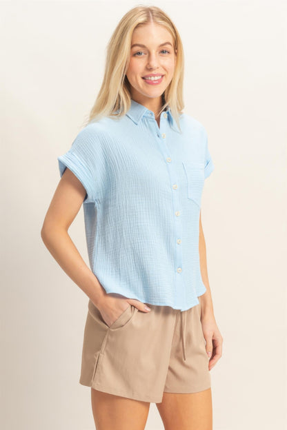 Hyfve Rolled Sleeve Button-up Top view 11 - Button Top