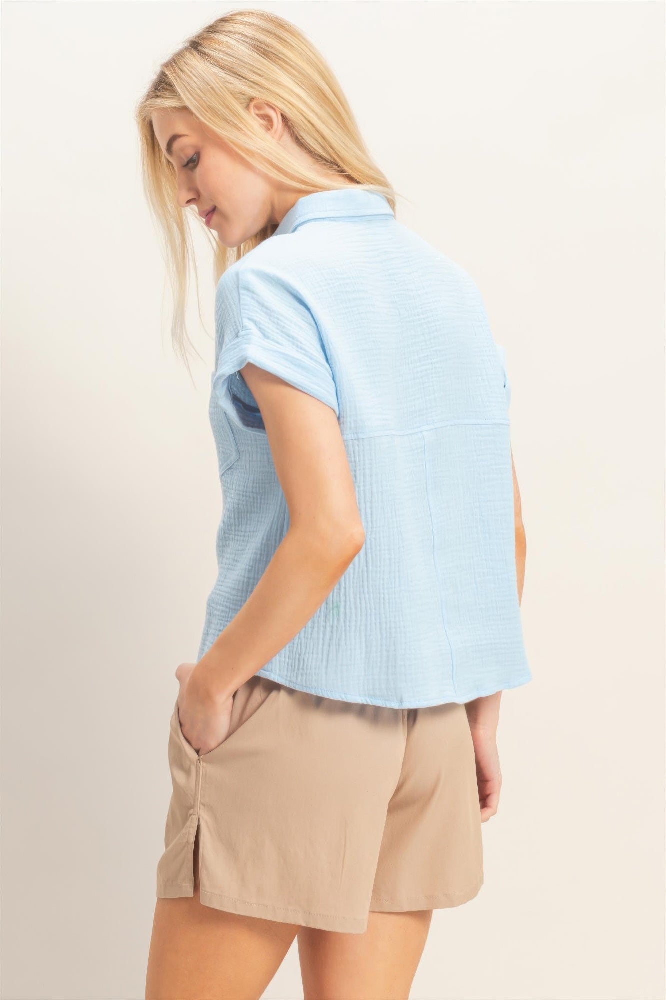 Hyfve Rolled Sleeve Button-up Top view 12 - Button Top