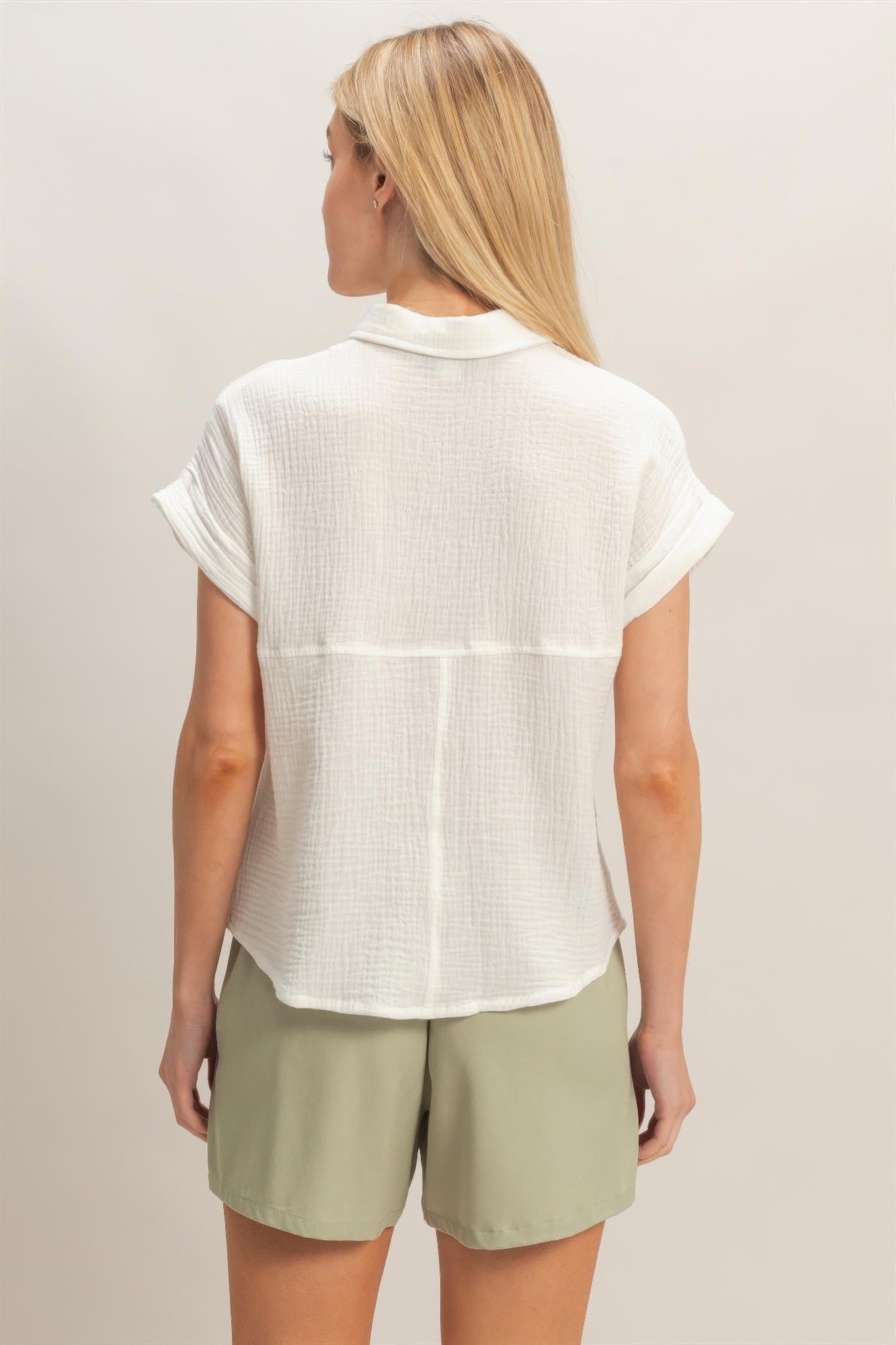 Hyfve Rolled Sleeve Button-up Top view 6 - Button Top