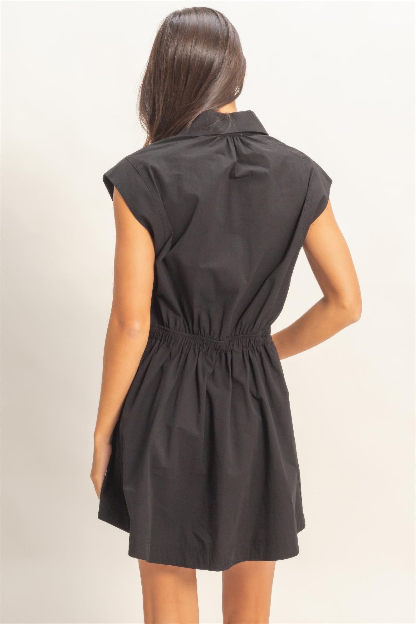 Hyfve Sleeveless Collared Shirred Mini Dress view 10 - Hyfve Strapless Dress