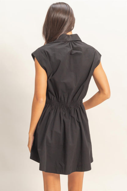 Hyfve Sleeveless Collared Shirred Mini Dress view 10 - Hyfve Strapless Dress