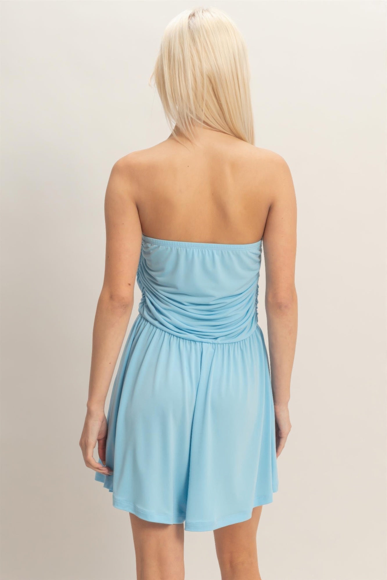 Hyfve Strapless Shirred Waist Romper in Chocolate view 5 - Hyfve Strapless Dress (one-piece)
