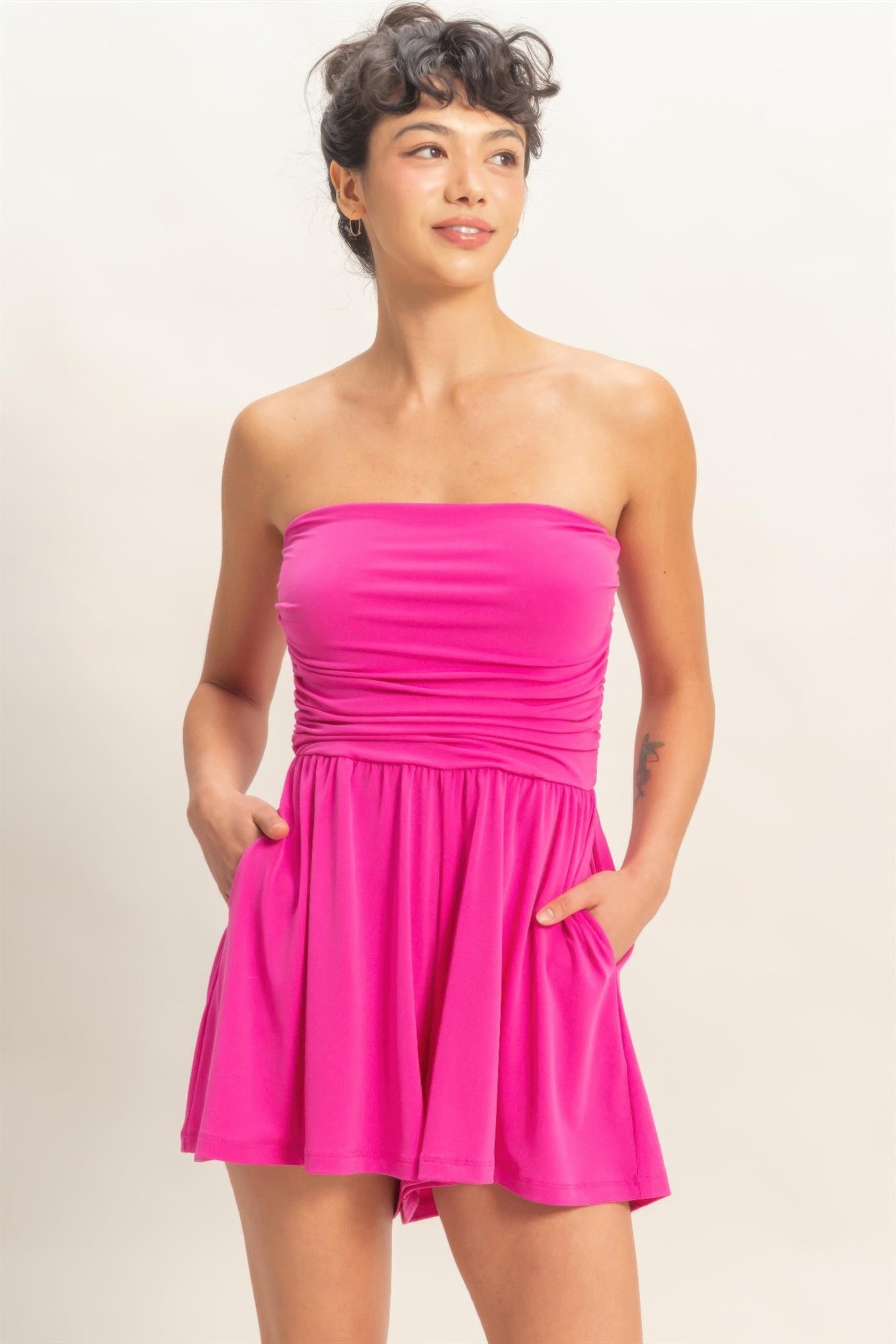 Hyfve Strapless Shirred Waist Romper view 11 - Hyfve Strapless Dress (one-piece)