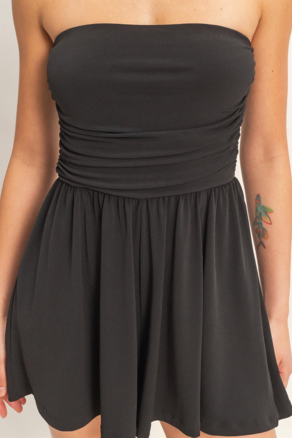 Hyfve Strapless Shirred Waist Romper view 18 (one-piece) - hyfve strapless dress, hyfve strapless jumps - shop at us.meeeshop