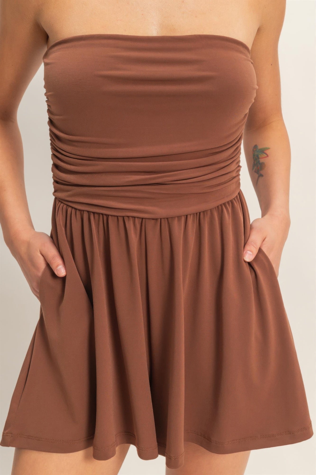 Hyfve Strapless Shirred Waist Romper view 9 - Hyfve Strapless Dress (one-piece)
