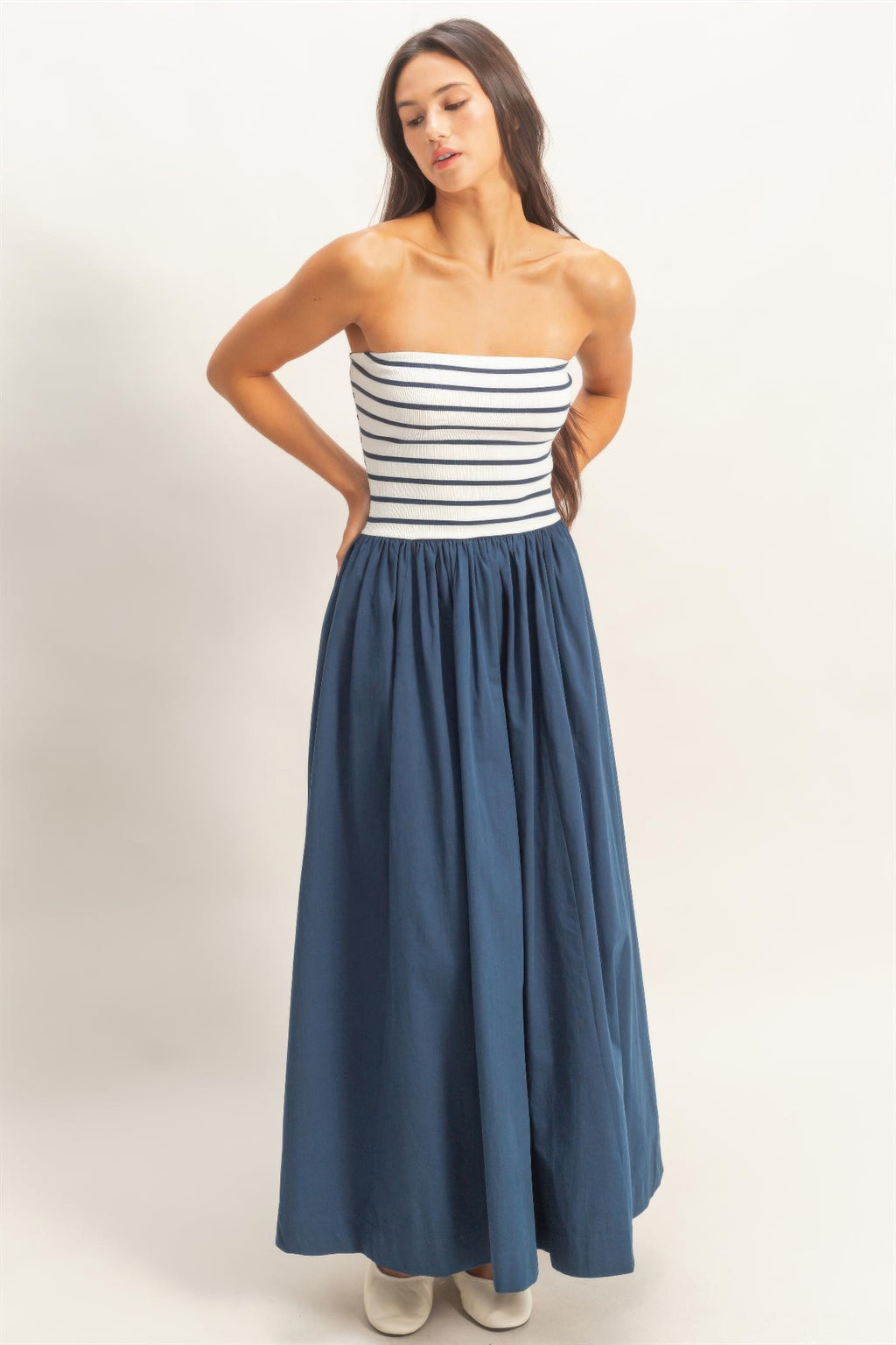 Hyfve Striped Strapless Flowy Midi Dress view 23 (dress) - striped dress meaning, how to wear a striped - shop at us.meeeshop