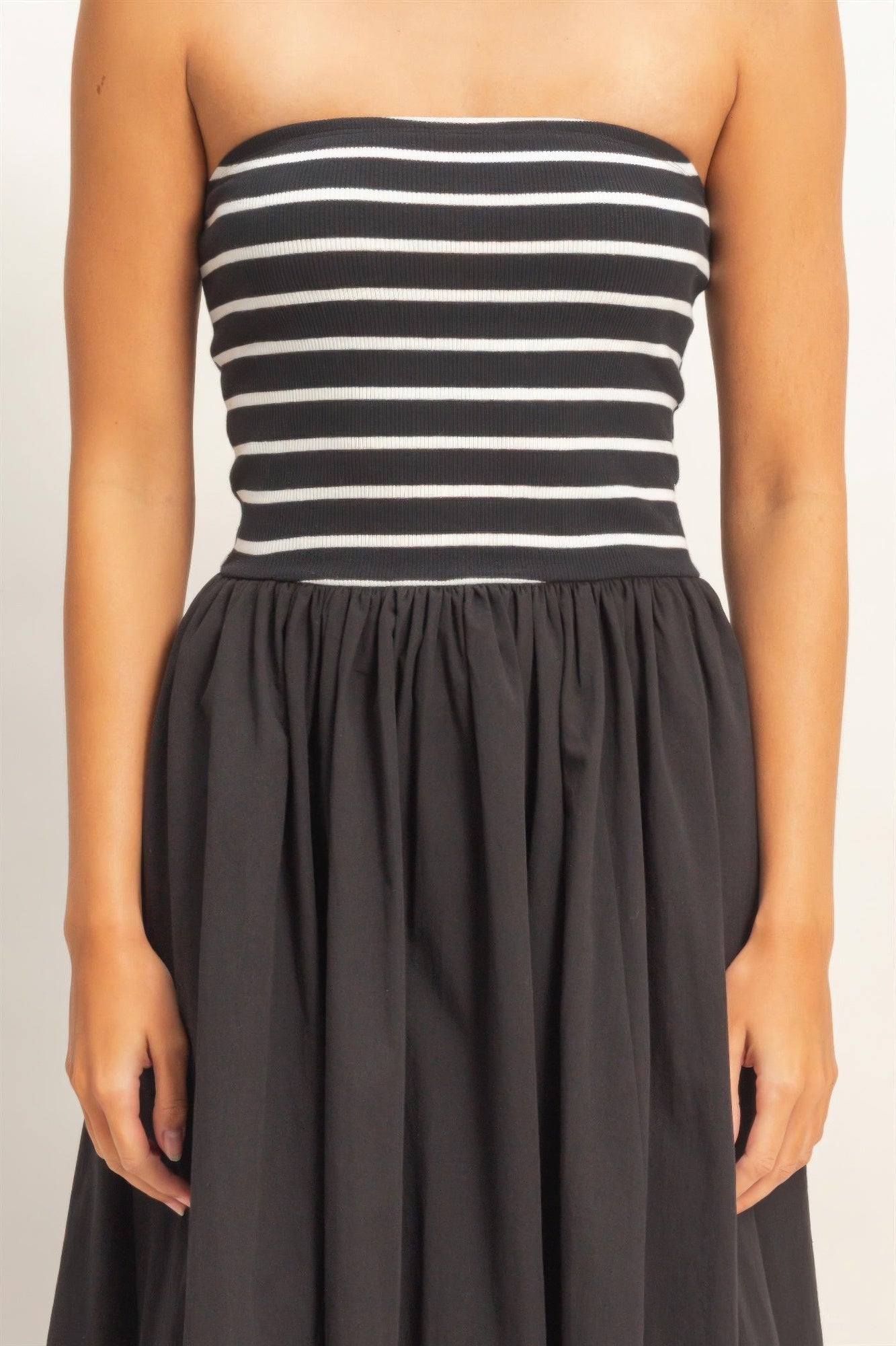 hyfve striped strapless Hyfve Striped Strapless Flowy Midi Dress view 17 (dress) - shop at us.meeeshop