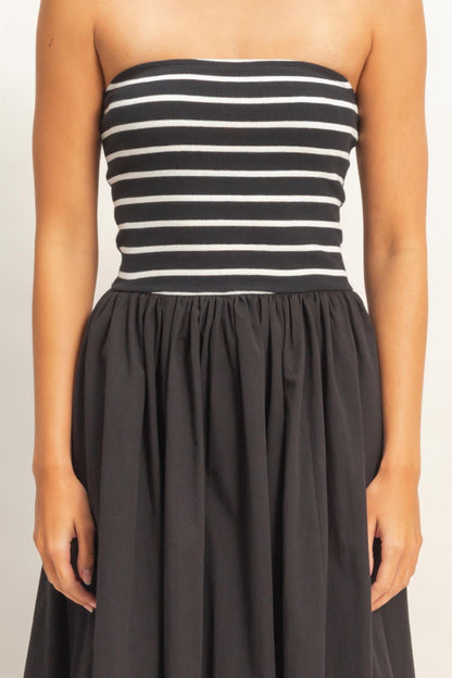 hyfve striped strapless Hyfve Striped Strapless Flowy Midi Dress view 17 (dress) - shop at us.meeeshop