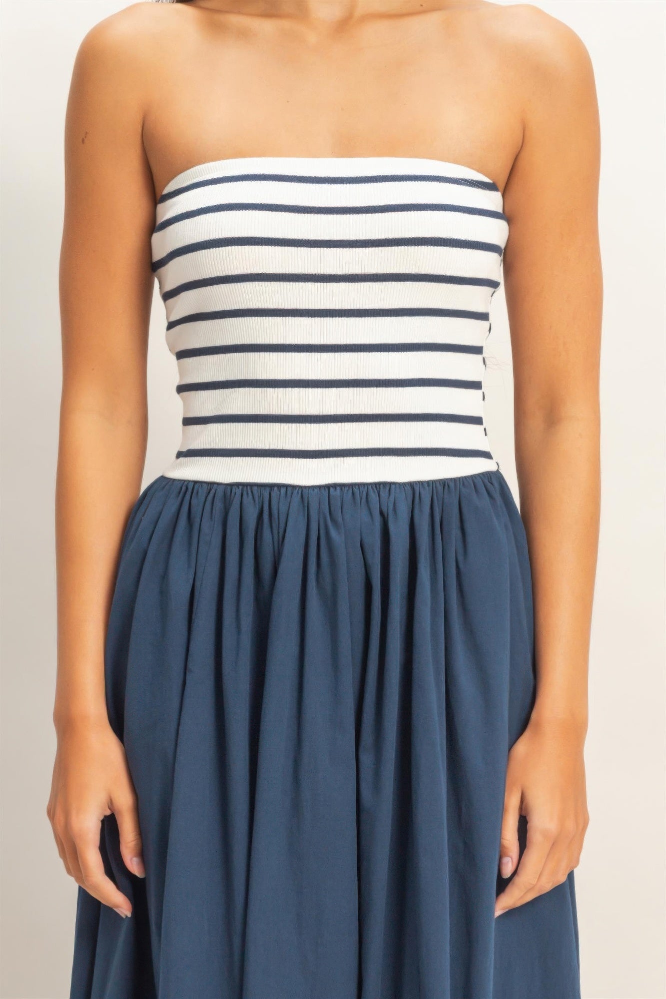 hyfve striped strapless Hyfve Striped Strapless Flowy Midi Dress view 21 (dress) - shop at us.meeeshop