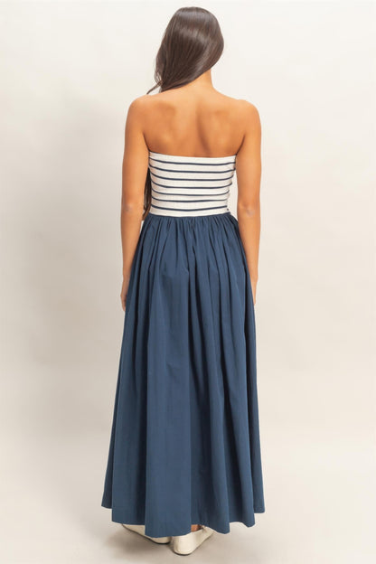 hyfve striped strapless Hyfve Striped Strapless Flowy Midi Dress view 24 (dress) - shop at us.meeeshop