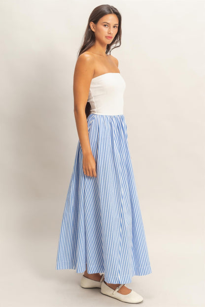 hyfve striped strapless Hyfve Striped Strapless Flowy Midi Dress view 4 (dress) - shop at us.meeeshop