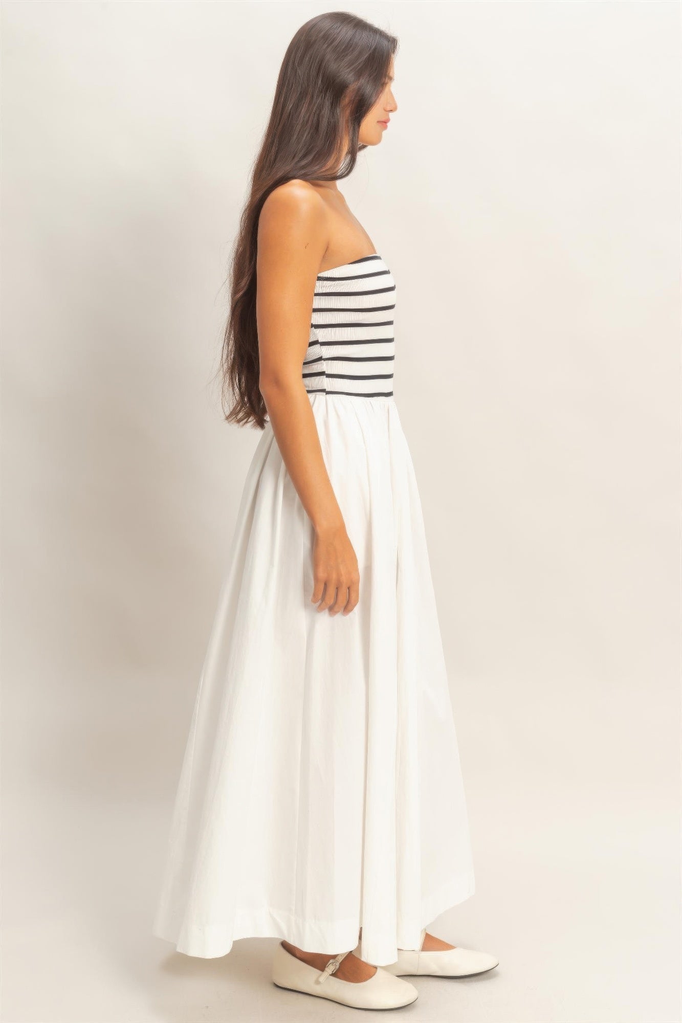hyfve striped strapless Hyfve Striped Strapless Flowy Midi Dress view 8 (dress) - shop at us.meeeshop