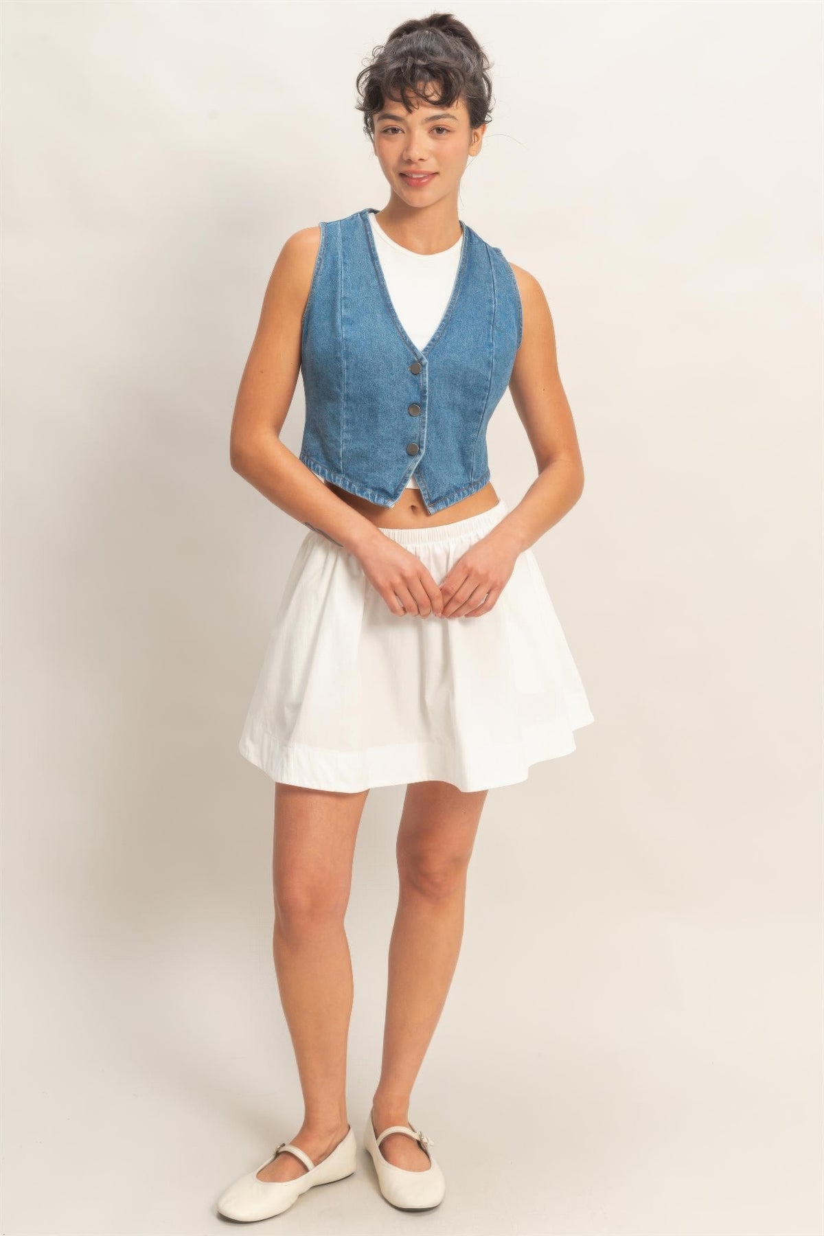 Hyfve V-neck Sleeveless Denim Vest - MeeeShop Women's Fashion