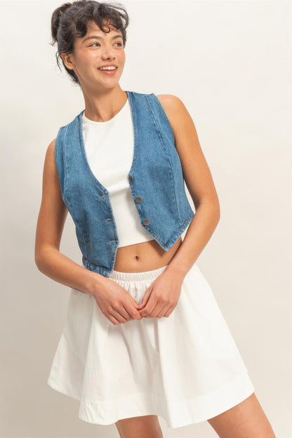 Hyfve V-neck Sleeveless Denim Vest in L view 3 - Sleeveless Denim Vest Women (bottom)