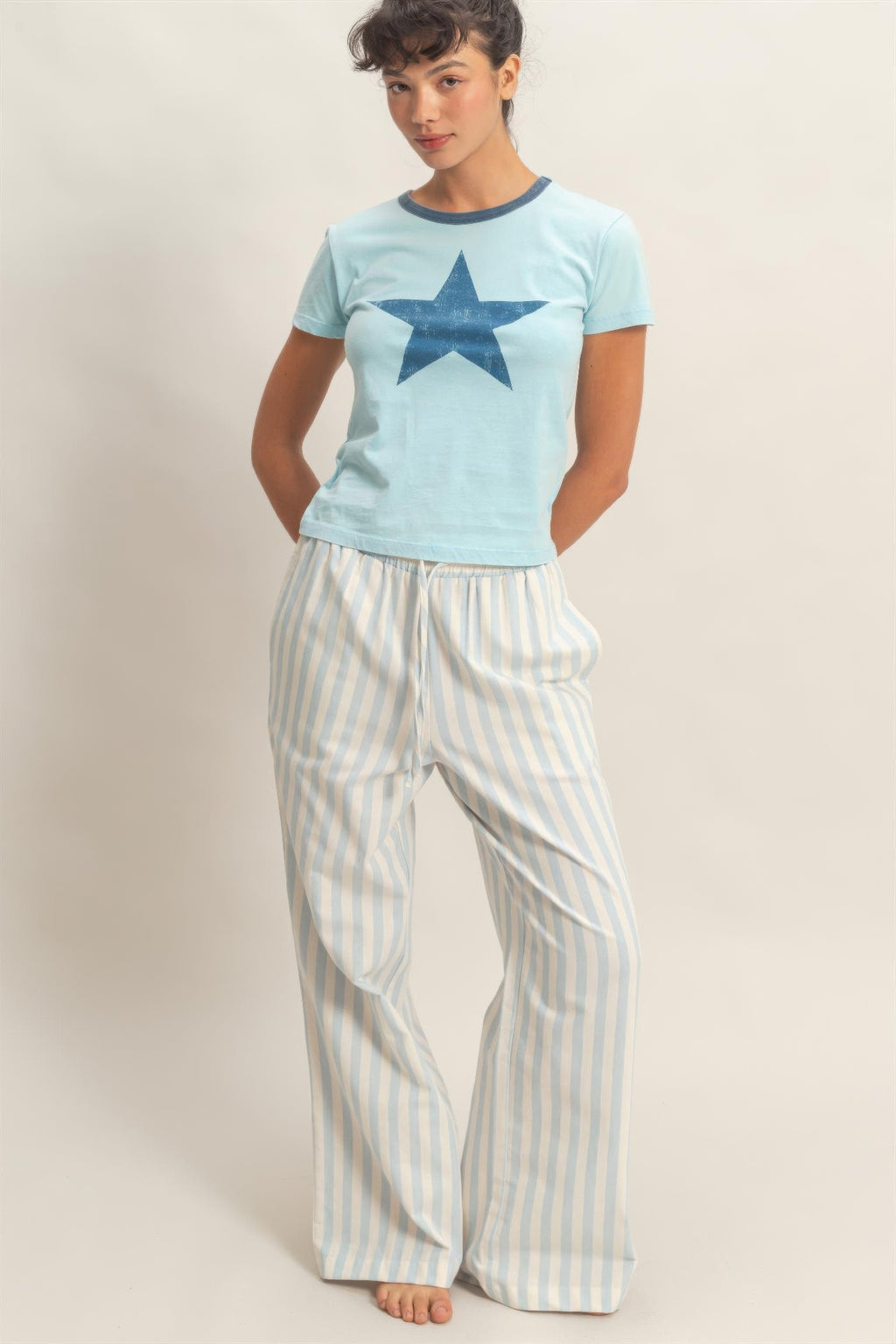 Hyfve Vertical Striped Elastic Pants with Side Pockets view 21 (bottom) - vertical pockets, hyfve vest, - shop at us.meeeshop
