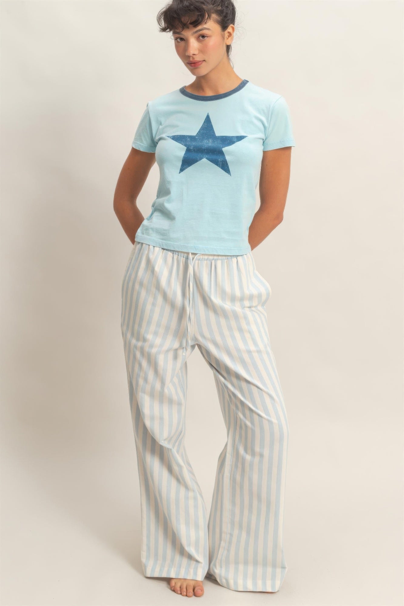 hyfve vertical striped Hyfve Vertical Striped Elastic Pants with Side Pockets view 21 (bottom) - shop at us.meeeshop