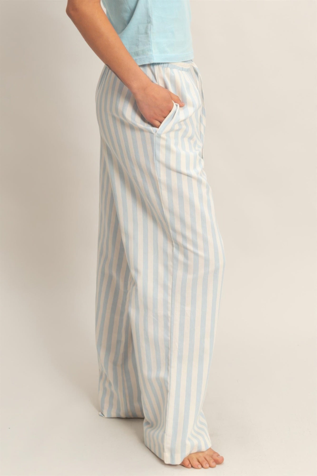hyfve vertical striped Hyfve Vertical Striped Elastic Pants with Side Pockets view 23 (bottom) - shop at us.meeeshop