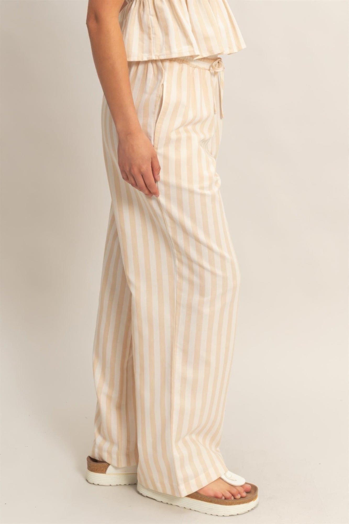 hyfve vertical striped Hyfve Vertical Striped Elastic Pants with Side Pockets view 4 (bottom) - shop at us.meeeshop